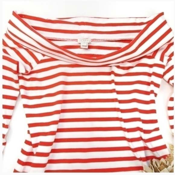 J Crew Red Stripe Cowl Off Shoulder Top S - Picture 7 of 8